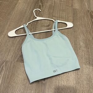 SET Active Light Blue Ribbed Crop Top